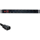 Eco Xcab Priza rack 1U, 8x Schuko, maxim 3500 W, siguranta automata 16 A, alimentare C14
