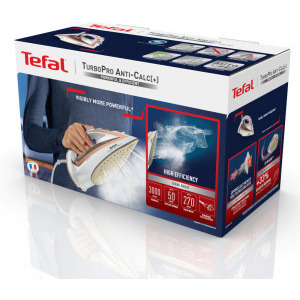 Tefal Fier de calcat Turbo Anti-Calc FV5697E1, 3000W, 50g/min, Alb/Roz