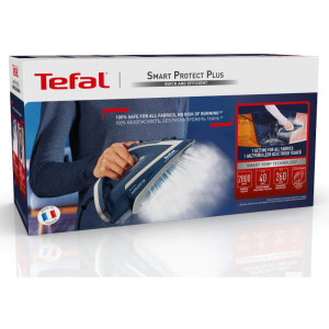 Tefal Fier de calcat Smart Protect Plus FV6872E0, 2800W, 40g/min, Albastru/Gri