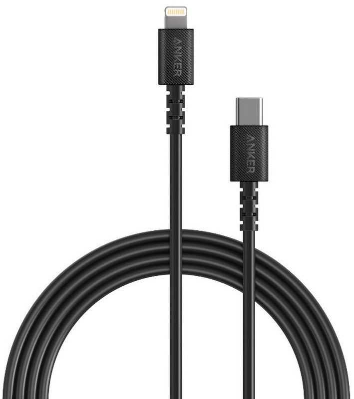 Cablu de date / adaptor Anker PowerLine Select, USB-C Male la Lightning Male, MFi, 1.8 m, Black