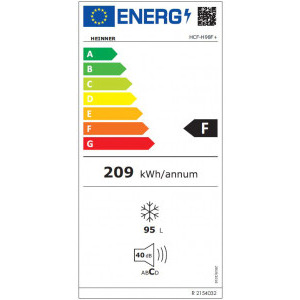Heinner HCF-H98F+, 95 L, Clasa F, Control mecanic, Alb