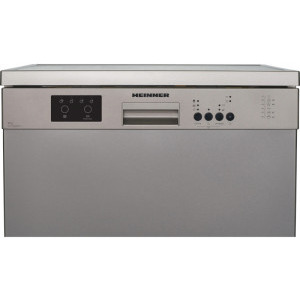 Heinner HDW-FS6006DSE++, 12 seturi, 6 programe, Clasa E, Half Load, AquaStop, 60 cm, Argintiu