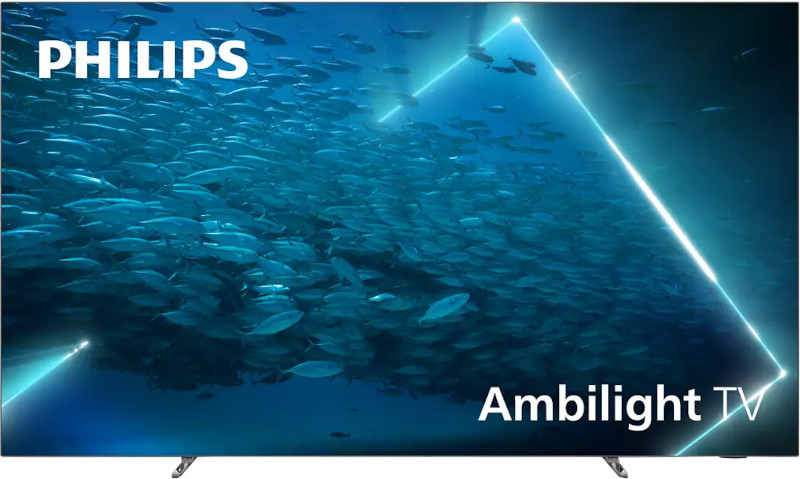 Televizor LED Philips Smart TV Android 55OLED707/12 Seria OLED707/12 139cm argintiu 4K UHD HDR Ambilight cu 3 laturi
