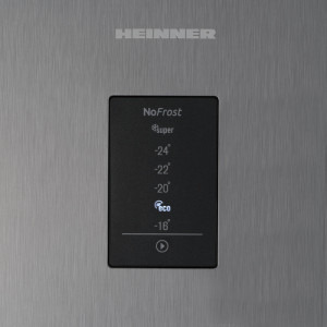 Heinner Congelator HFF-V280NFXE++, Full No Frost, 280 L, Clasa E, Control electronic, 186 cm, Inox