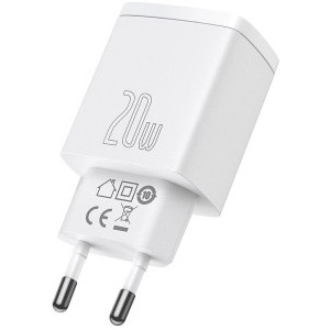Baseus CCXJ-B02, 1x USB-C, 1x USB, Quick Charge 20W, White