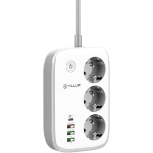 Tellur Prelungitor Wireless 3 Prize, 3x USB-A, 1x USB-C, PD 30W, QC 18W, 1m
