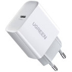 Incarcator retea Ugreen CD137, 1x USB-C, Quick Charge 20 W, White + Cablu USB-C - Lightning 1 m