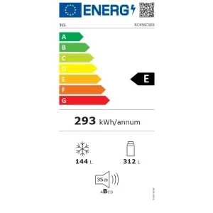 TCL RC456CSE0, 456 L, Clasa E, Total No Frost, Inverter, T-Fresh, Pure Air, Control electronic, 190 cm, Gri