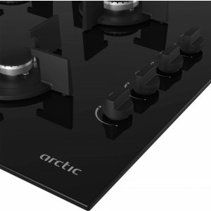 Arctic ARSGN64125S, Gaz, 4 arzatoare, Sistem de siguranta, Gratar fonta, 60 cm, Sticla neagra