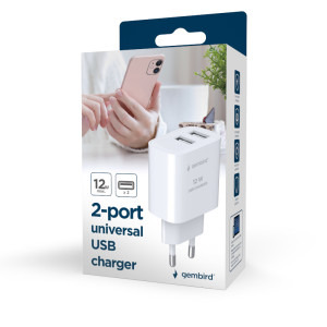 Gembird 2 x USB, 12W, White
