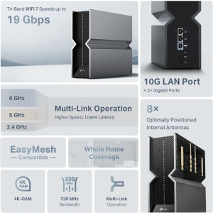 TP-LINK 10Gigabit RE800BE Tri-Band WiFi 7