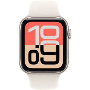 Apple Watch SE 3 (2025), GPS, 44mm Aluminium Starlight cu Starlight Sport Band - M/L