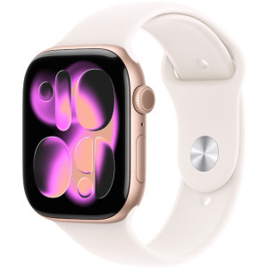 SmartWatch Apple Watch Series 11, GPS, 46mm Carcasa Aluminium Rose Gold, Light Blush Sport Band - M/L