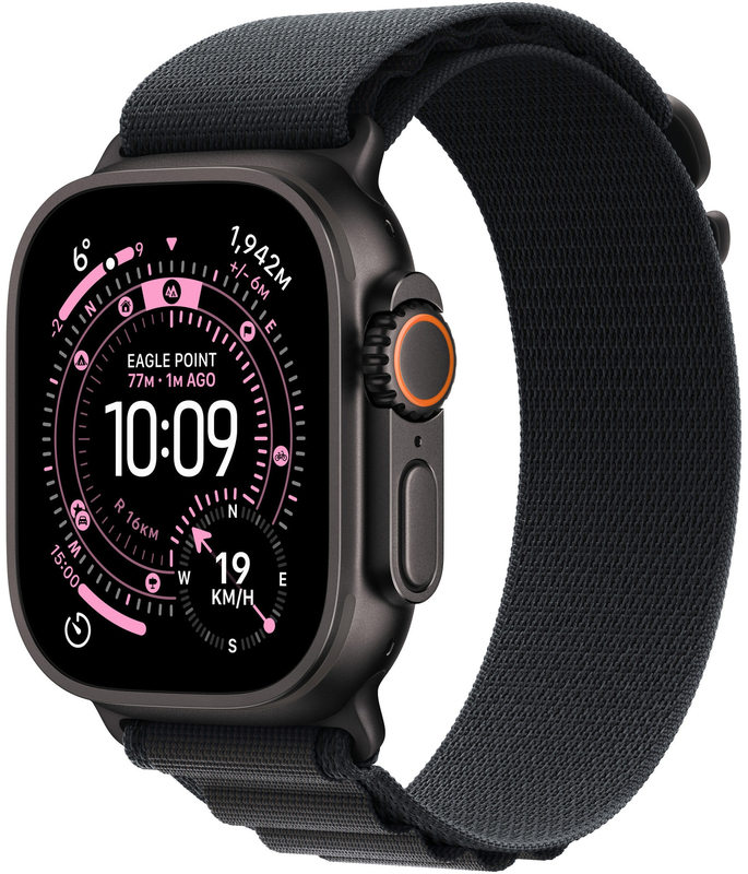 SmartWatch Apple Watch Ultra 3, Cellular, 49mm Carcasa Titanium Black, Black Alpine Loop - Large
