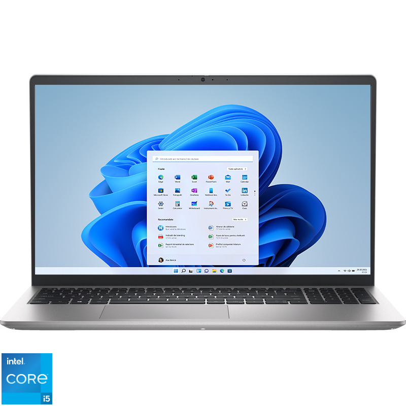 Laptop DELL 15.6'' 15 DC15250, FHD 120Hz, Procesor Intel® Core™ i5-1334U (12M Cache, up to 4.60 GHz), 16GB DDR4, 1TB SSD, Intel Integrated Graphics, Win 11 Pro, Platinum Silver, 3Yr ProSupport