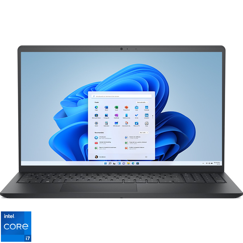 Laptop DELL 15.6'' 15 DC15250, FHD 120Hz, Procesor Intel® Core™ i7-1355U (12M Cache, up to 5.00 GHz), 16GB DDR4, 512GB SSD, Intel Integrated Graphics, Win 11 Pro, Carbon Black, 3Yr ProSupport