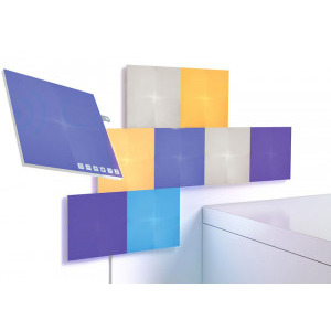 Nanoleaf Canvas Set 4 panouri luminoase inteligente LED RGBW cu senzor pentru muzica, pentru extindere kit de baza Canvas