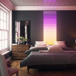 Nanoleaf Canvas Set 4 panouri luminoase inteligente LED RGBW cu senzor pentru muzica, pentru extindere kit de baza Canvas