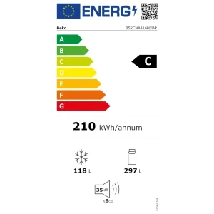 Beko B5RCNA416HXBR, 415 L, Clasa C, No Frost, ProSmart Inverter, HarvestFresh, AeroFlow, Control electronic, 203 cm, Dark Inox