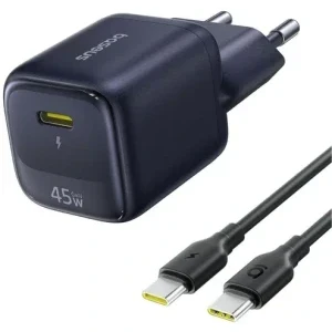 Baseus nerFill FE22, 2x USB-C, Quick Charge 45 W, Black + Cablu USB-C