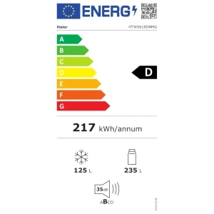 Haier HTW5618DNMG, 360 L, Clasa D, Total No Frost, Air Surround Fresher Tech, Humidity Zone, MyZone, hOn, Control electronic, 185 cm, Argintiu