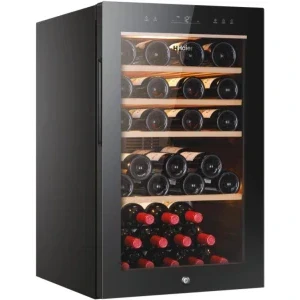 Haier Vitrina vinuri HWS49GA, 49 sticle, Clasa F, hOn, Control electronic, 82 cm, Negru