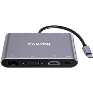 Canyon Multiport Universal USB Tip C 8-in-1, putere 100W