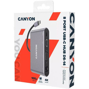 Canyon Multiport Universal USB Tip C 8-in-1, putere 100W