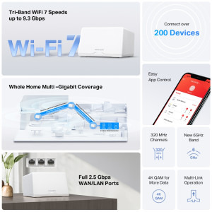 MERCUSYS 2.5Gigabit HALO H47BE Tri-Band WiFi 7 2buc