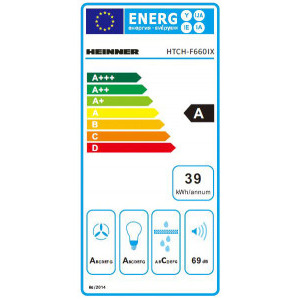 Heinner telescopica HTCH-F660IX, Putere de absorbtie 612 m3/h, 1 motor, Iluminare LED, 60 cm, Inox