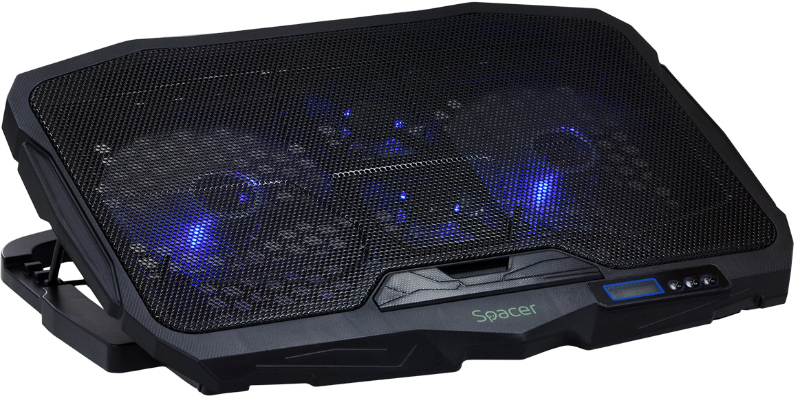 Stand/Cooler notebook Spacer SPS-Gaming, pana la 17.3 inch, 4 ventilatoare, iluminare LED