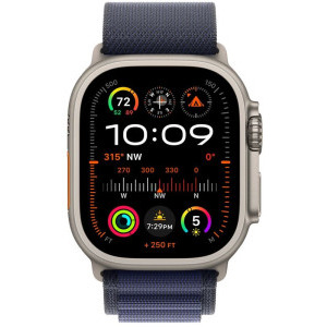 Apple Alpine Loop, 49mm Navy, Natural Titanium Finish - Large