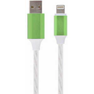 Cablu de date / adaptor Gembird USB-A Male la Lightning Male, 1 m, Iluminare LED, White