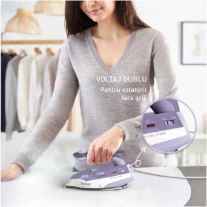 Tefal Fier de calcat pentru voiaj First Class DB1612E0, 1000W, 10g/min, Alb/Violet