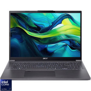 Laptop Acer 16 Aspire 16 A16-71M, WUXGA IPS, Procesor Intel® Core™ Ultra 7 155U (12M Cache, up to 4.80 GHz), 16GB LPDDR5X, 1TB SSD, Intel Graphics, No OS, Steel Gray