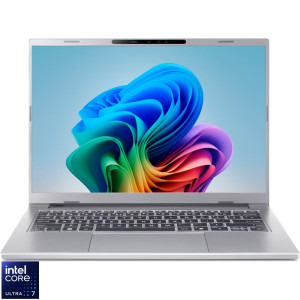 Laptop Acer 14 Aspire 14 AI A14-53M, WUXGA OLED, Procesor Intel® Core™ Ultra 7 256V (12M Cache, up to 4.80 GHz), 16GB LPDDR5X, 1TB SSD, Intel Arc 140V, No OS, Pure Silver