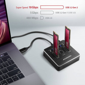 AXAGON Docking Station, ADSA-M2C, USB3.1 - 2x M.2