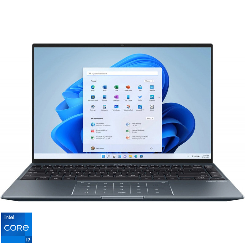 Ultrabook ASUS 14'' Zenbook 14X OLED UX5401EA, WQUXGA Touch, Procesor Intel® Core™ i7-1165G7 (12M Cache, up to 4.70 GHz, with IPU), 16GB DDR4X, 1TB SSD, Intel Iris Xe, Win 11 Pro, Pine Grey