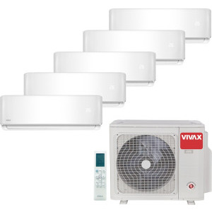 Aer conditionat VIVAX Multisplit R-Design White, 9000 BTU + 9000 BTU + 9000 BTU + 9000 BTU + 9000 BTU, Clasa A++/A, Wi-Fi Ready, Inverter, Golden Fin, Ionizator