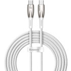 Cablu de date / adaptor Baseus Glimmer, USB-C Male la USB-C Male, 100 W, 1 m, White