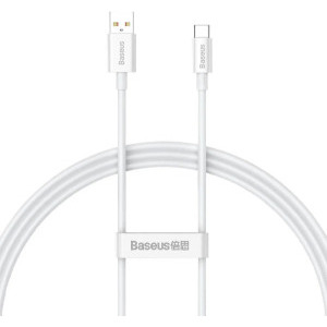 Cablu de date / adaptor Baseus Superior, USB Male la USB-C Male, 100 W, 1 m, White