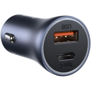 Incarcator auto Baseus Golden Contactor, 1x USB-C, 1x USB, 40 W, Grey