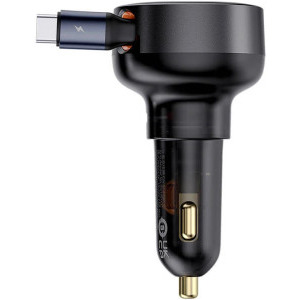 Baseus Enjoyment Pro, 2x USB-C, 60 W, Cablu integrat, Black