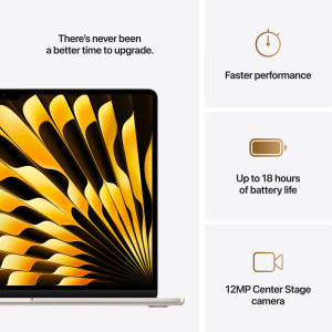 Apple 15.3'' MacBook Air 15 with Liquid Retina, Apple M4 chip (10-core CPU), 16GB, 1TB SSD, Apple M4 10-core GPU, macOS, Starlight, INT keyboard, 2025