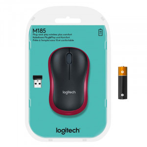 Logitech M185, Wireless, Red