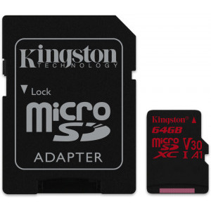 Kingston Micro SDXC Canvas React, 64GB, Clasa 10, UHS-I U3, V30 + Adaptor SD