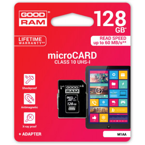 GOODRAM Micro SDXC, 128GB, Clasa 10, UHS-I, U1 + Adaptor