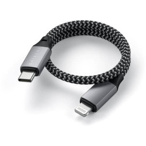 Satechi Braided USB-C Male la Lightning Male, 0.25 m, Space Grey