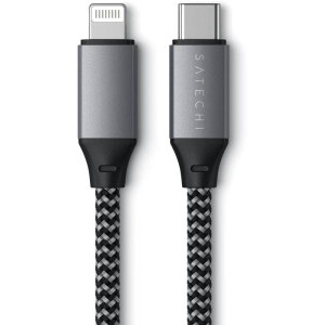 Satechi Braided USB-C Male la Lightning Male, 0.25 m, Space Grey