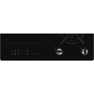 Electrolux KDI641723K, Mixta, 2 arzatoare gaz / 2 zone inductie, Aprindere electrica, Gratar fonta, Timer, 60 cm, Negru